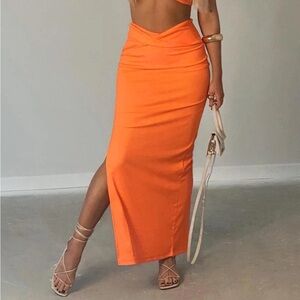 Princess Polly Bright Orange Pencil Skirt